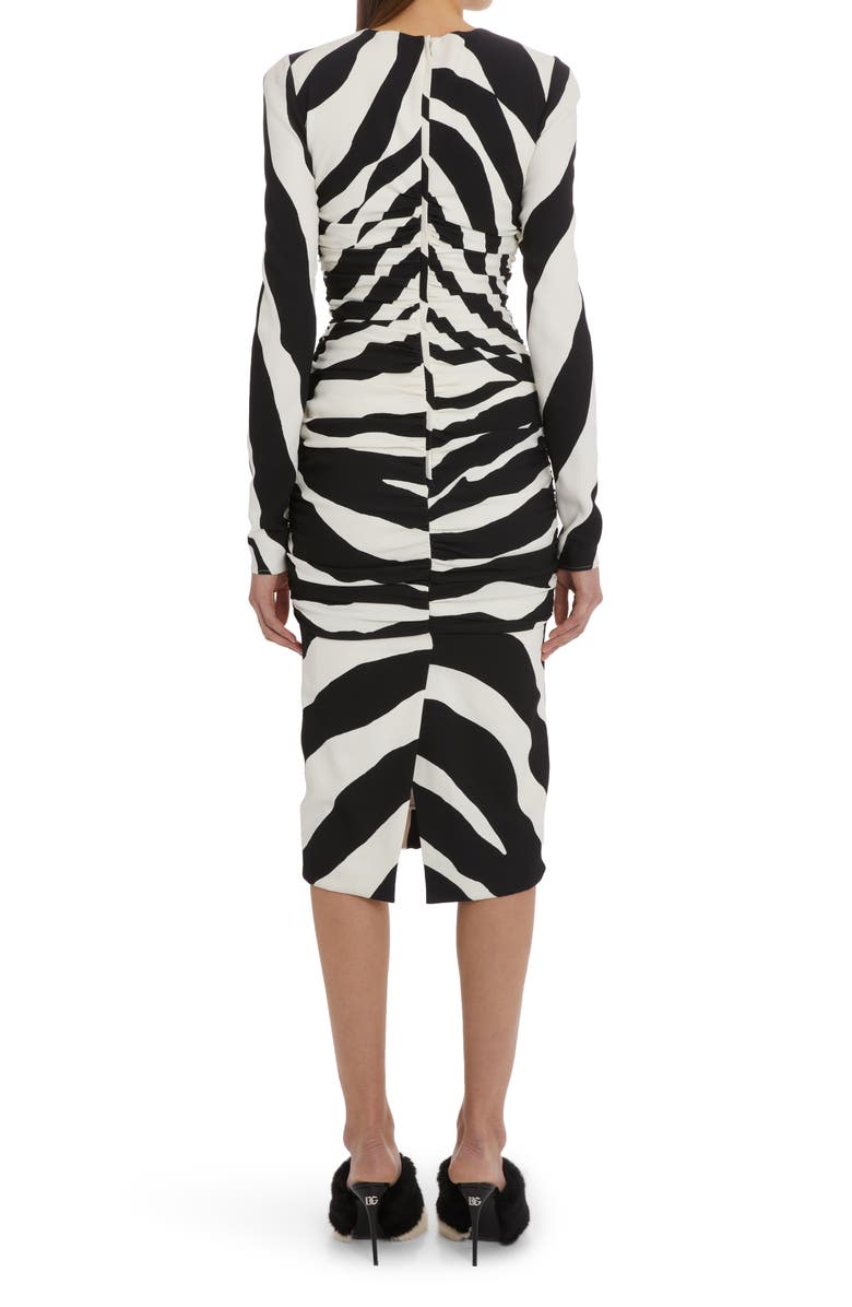 Dolce&Gabbana Cady Zebra Long Sleeve Dress, Alternate, color, 