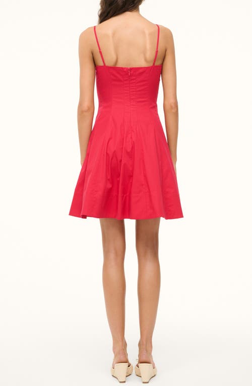 Staud Wylie Pleated Stretch Cotton Mini Sundress In Cherry