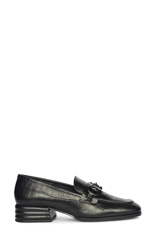 Saint G Jacqueline Croc Embossed Loafer In Black