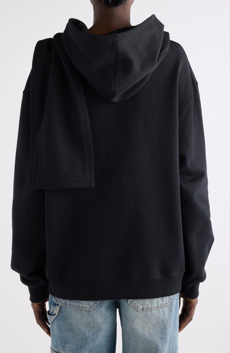 Courrèges Scarf Detail Hoodie, Alternate, color, Black