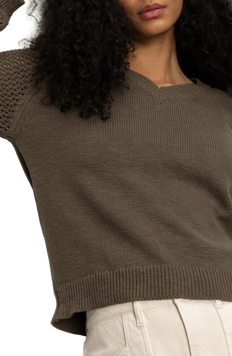 Sanctuary Perfect Time Cotton Sweater, Alternate, color, Kalamata