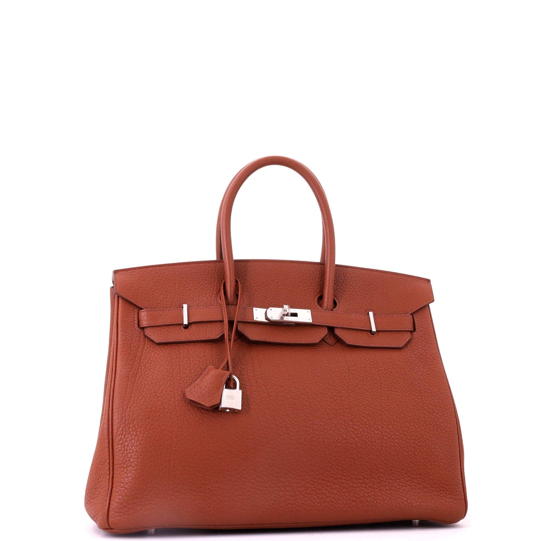 Pre-Owned Hermes Birkin Handbag Brown Fjord with Palladium Hardware 35, Alternate, color, Sienne