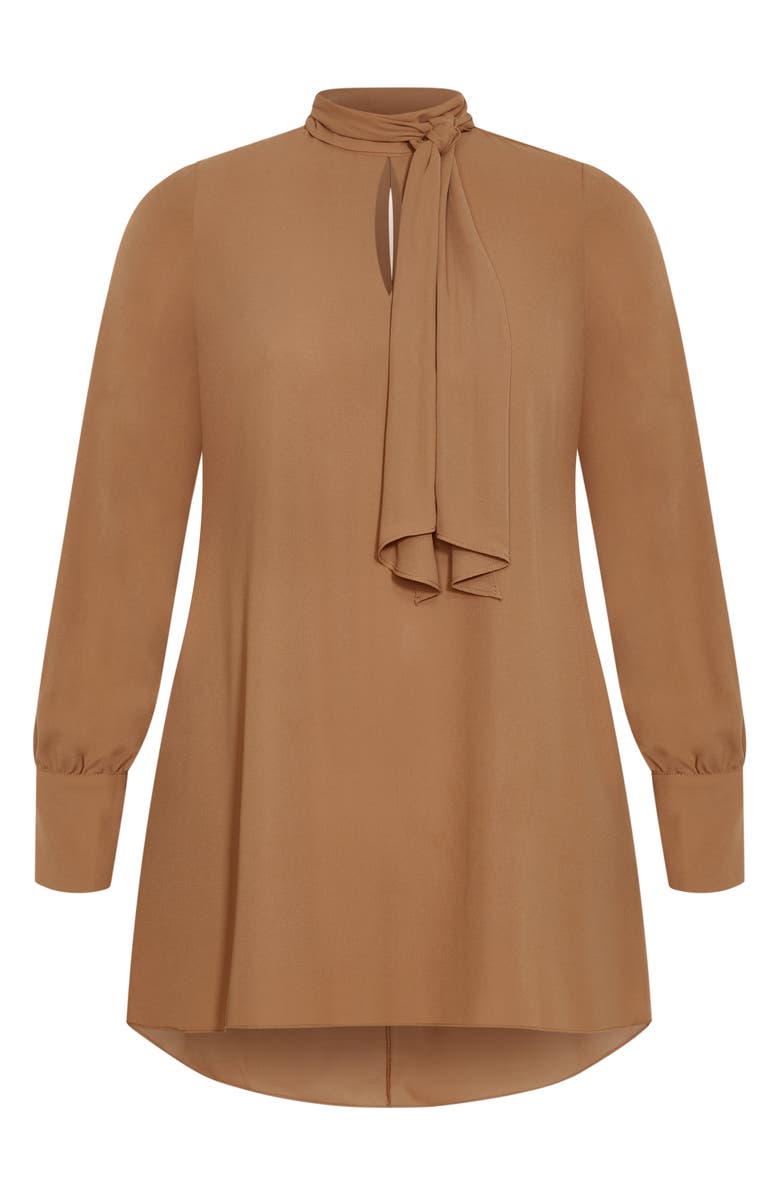 City Chic Bow Tunic Top, Alternate, color, Toffee
