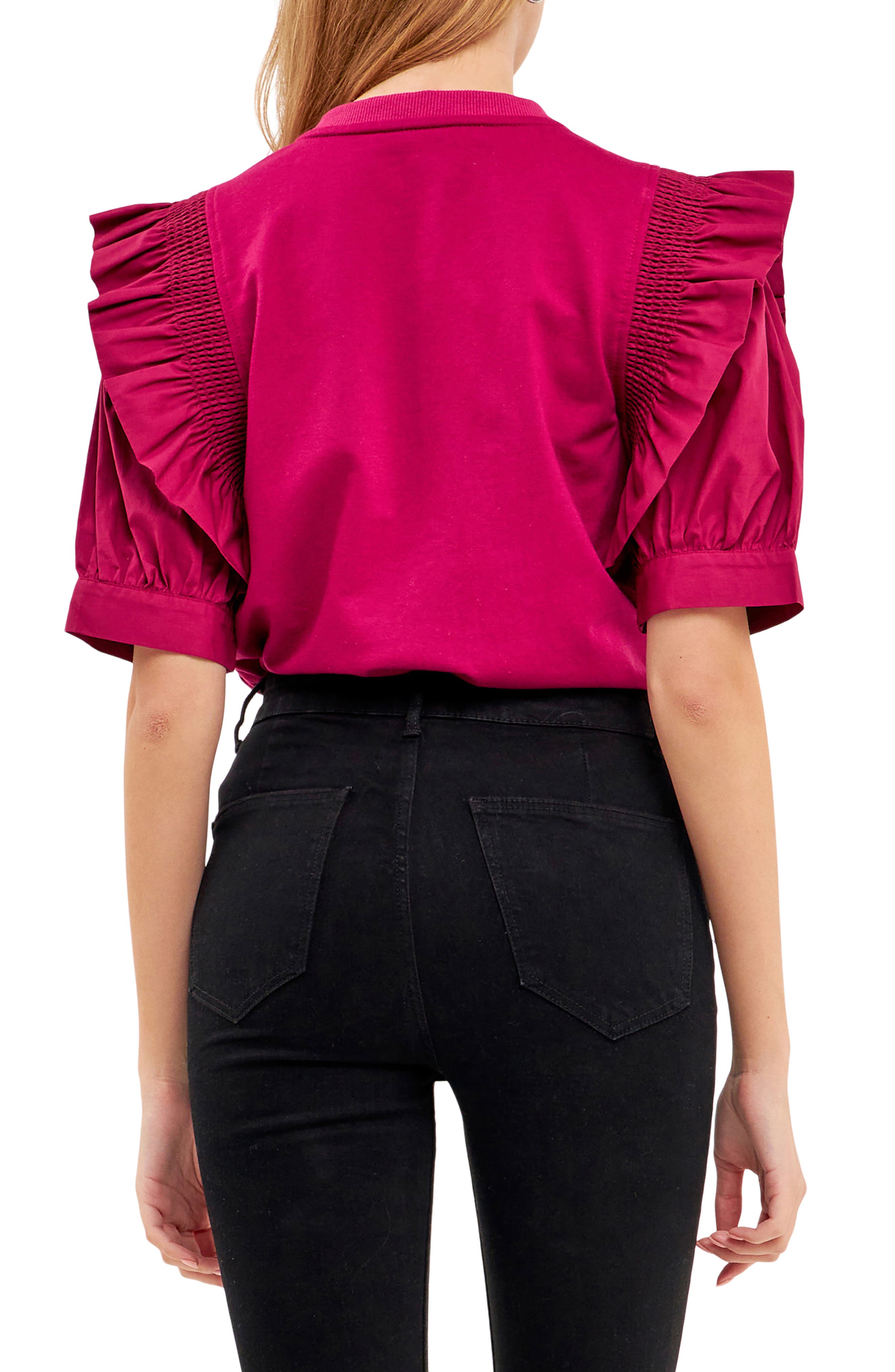 Mixed Media Ruffle Top - image 2