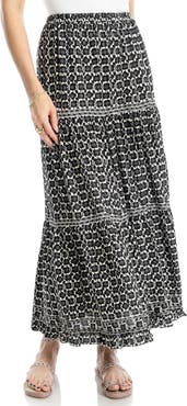 MAX STUDIO Floral Print Tiered Maxi Skirt