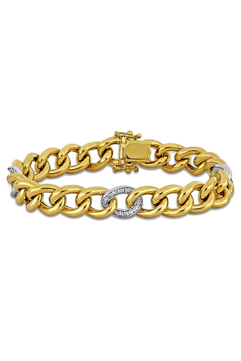 Diamond Cuban Link Bracelet 14k Two-Tone, Main, color, 14k Gold