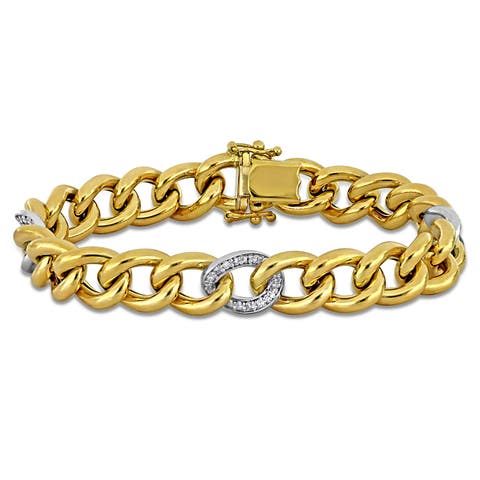 Diamond Cuban Link Bracelet 14k Two-Tone