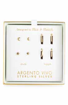 ARGENTO VIVO Pack of Four Celestial Assorted Stud & Hoop Earrings