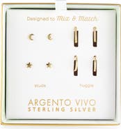 ARGENTO VIVO Pack of Four Celestial Assorted Stud & Hoop Earrings