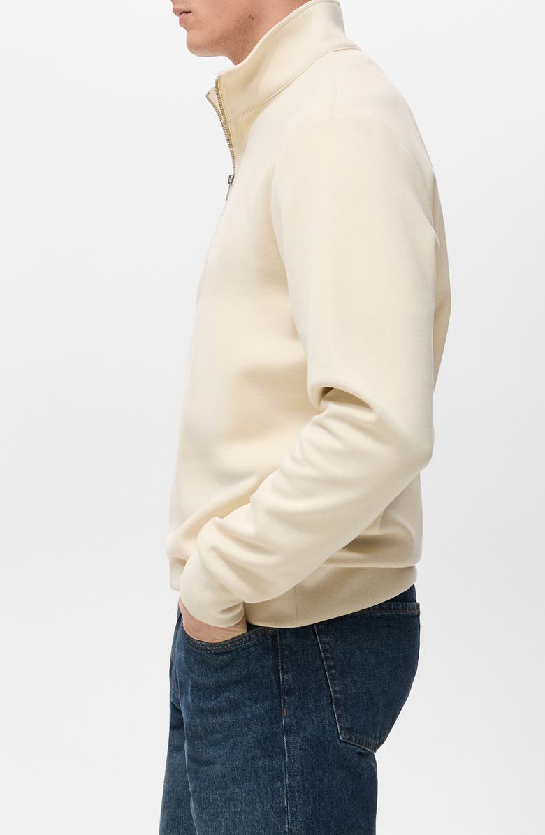 MANGO Quarter Zip Sweatshirt, Alternate, color, Ecru