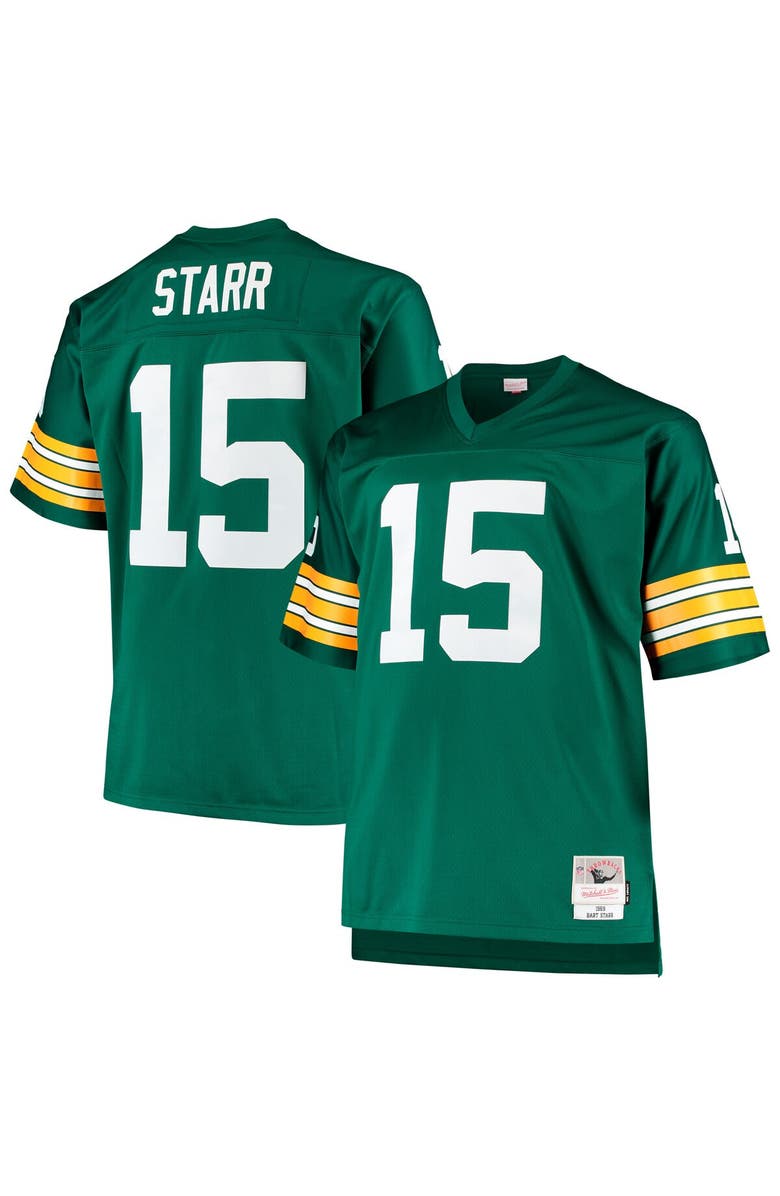 Mitchell & Ness Men's Mitchell & Ness Bart Starr Green Green Bay Packers Big & Tall 1968 Retired Player Replica Jersey, Main, color, Green