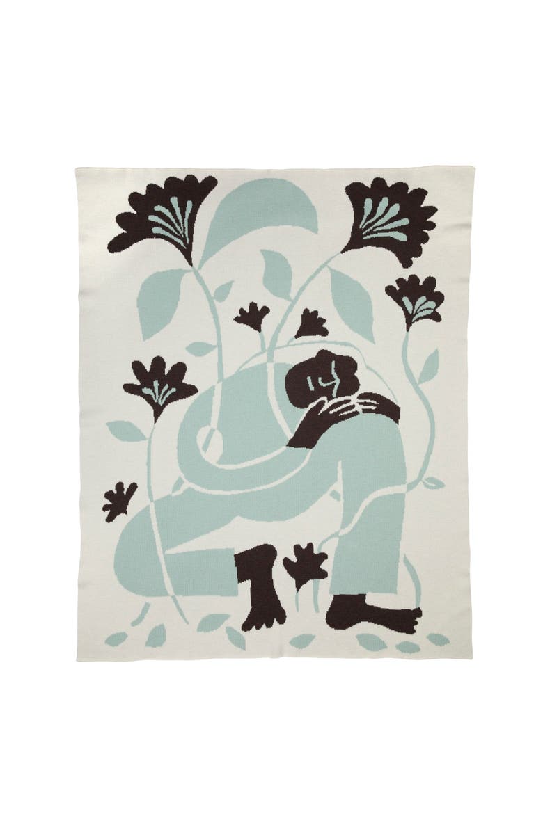 Biquette Grow Knit Throw Blanket, Main, color, Spring