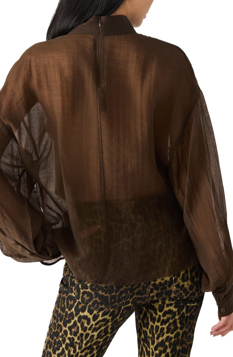 Steve Madden Sutton Tie Neck Top, Alternate, color, Dark Espresso