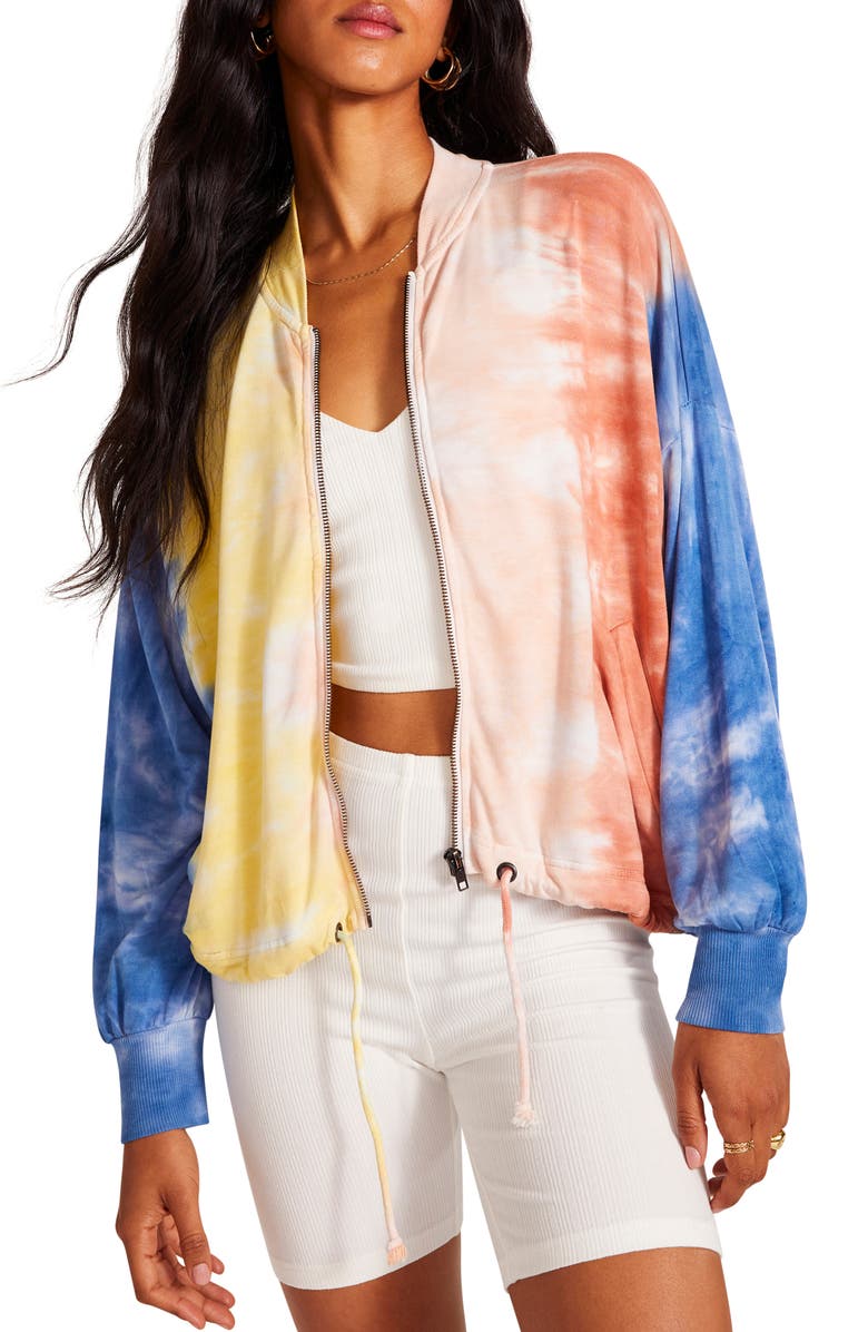 BB Dakota by Steve Madden BB Dakota Hang Tight Cotton Fleece Bomber Jacket, Main, color,
