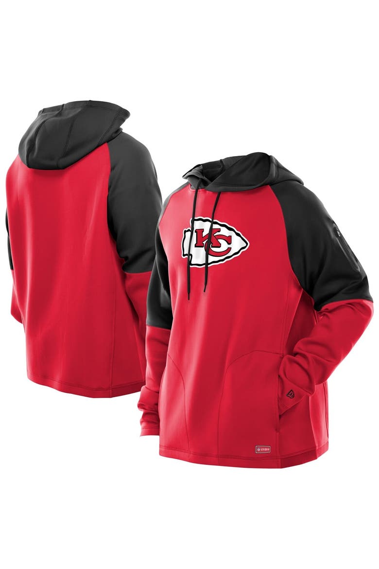 Men's New Era  Red Kansas City Chiefs Combine Authentic Color Block Raglan Pullover Hoodie, Main, color, Red