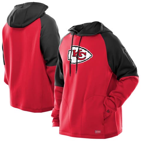 Men's New Era  Red Kansas City Chiefs Combine Authentic Color Block Raglan Pullover Hoodie