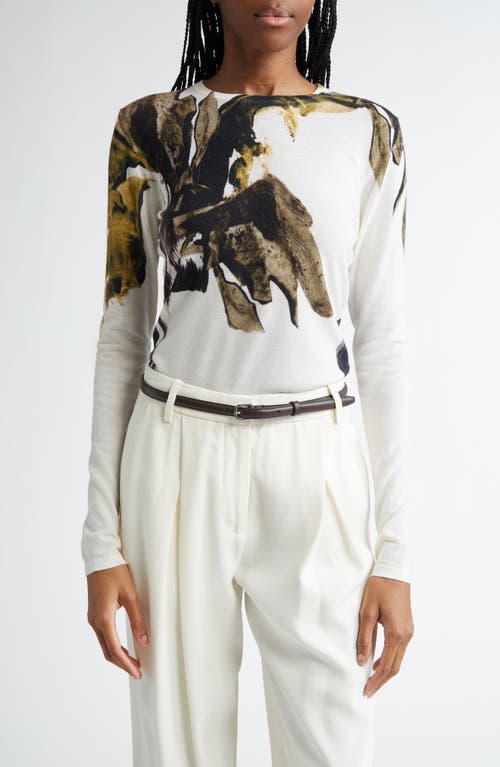 Jason Wu Collection Brushstroke Print Merino Wool Crewneck Sweater