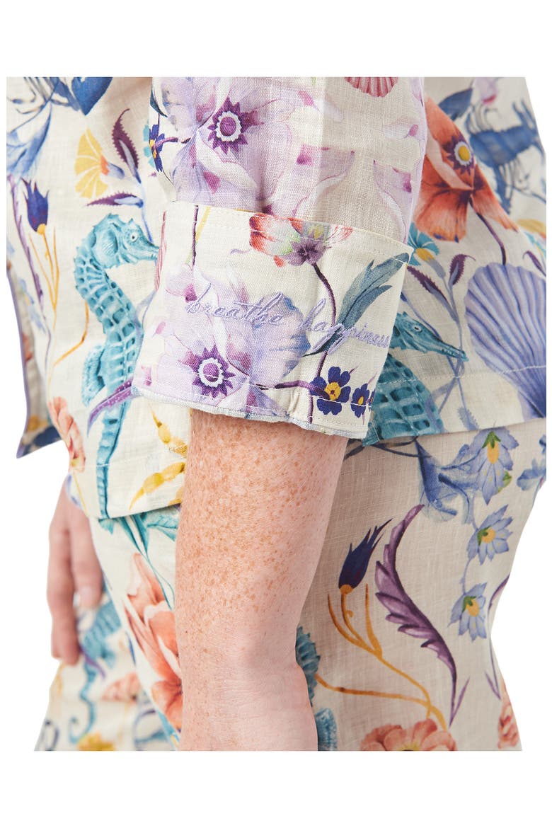 Nina Seahorses Linen Pajamas, Alternate, color, WHITE