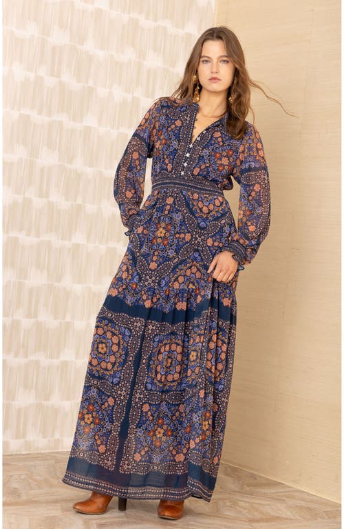 Hale Bob Marisol Chiffon Maxi Dress In Blue