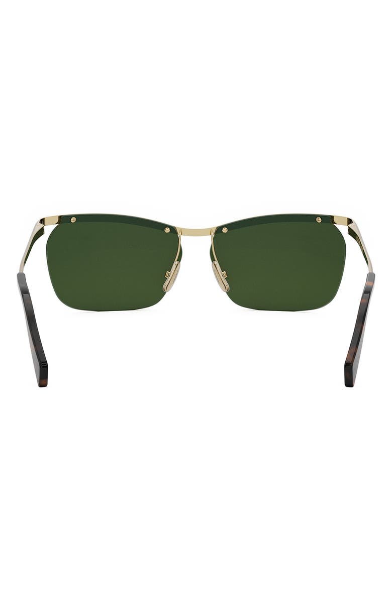 CELINE 62mm Oversize Geometric Sunglasses, Alternate, color, Shiny Endura Gold / Green