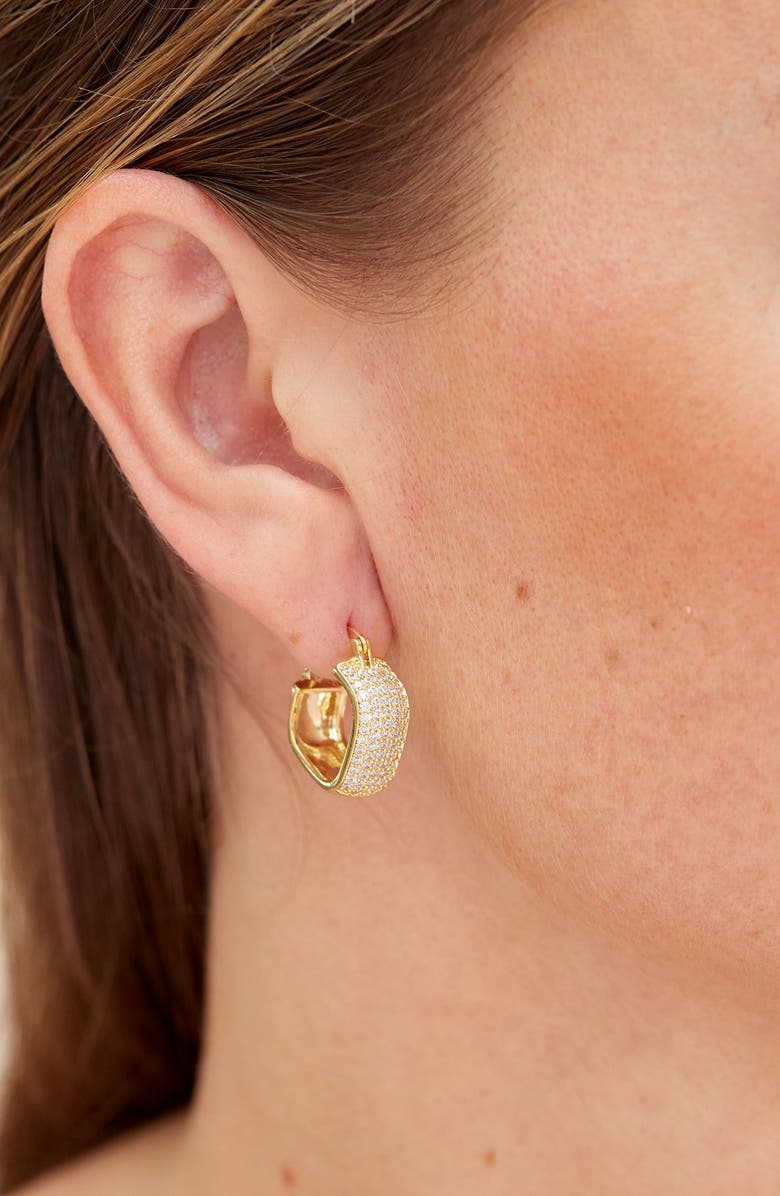 SAVVY CIE JEWELS Pavé Cubic Zirconia Square Hoop Earrings, Alternate, color, Yellow Gold