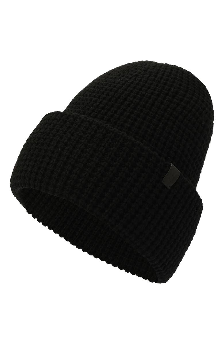 AllSaints Waffle Knit Beanie, Alternate, color, Black