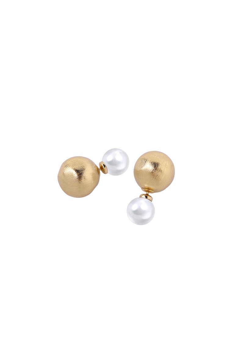 Duo Studs Earrigns, Main, color, Gold & White