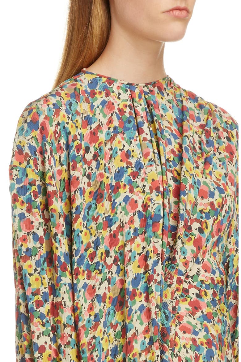 Floral Print Silk Dress, Alternate, color, MULTICOLOR