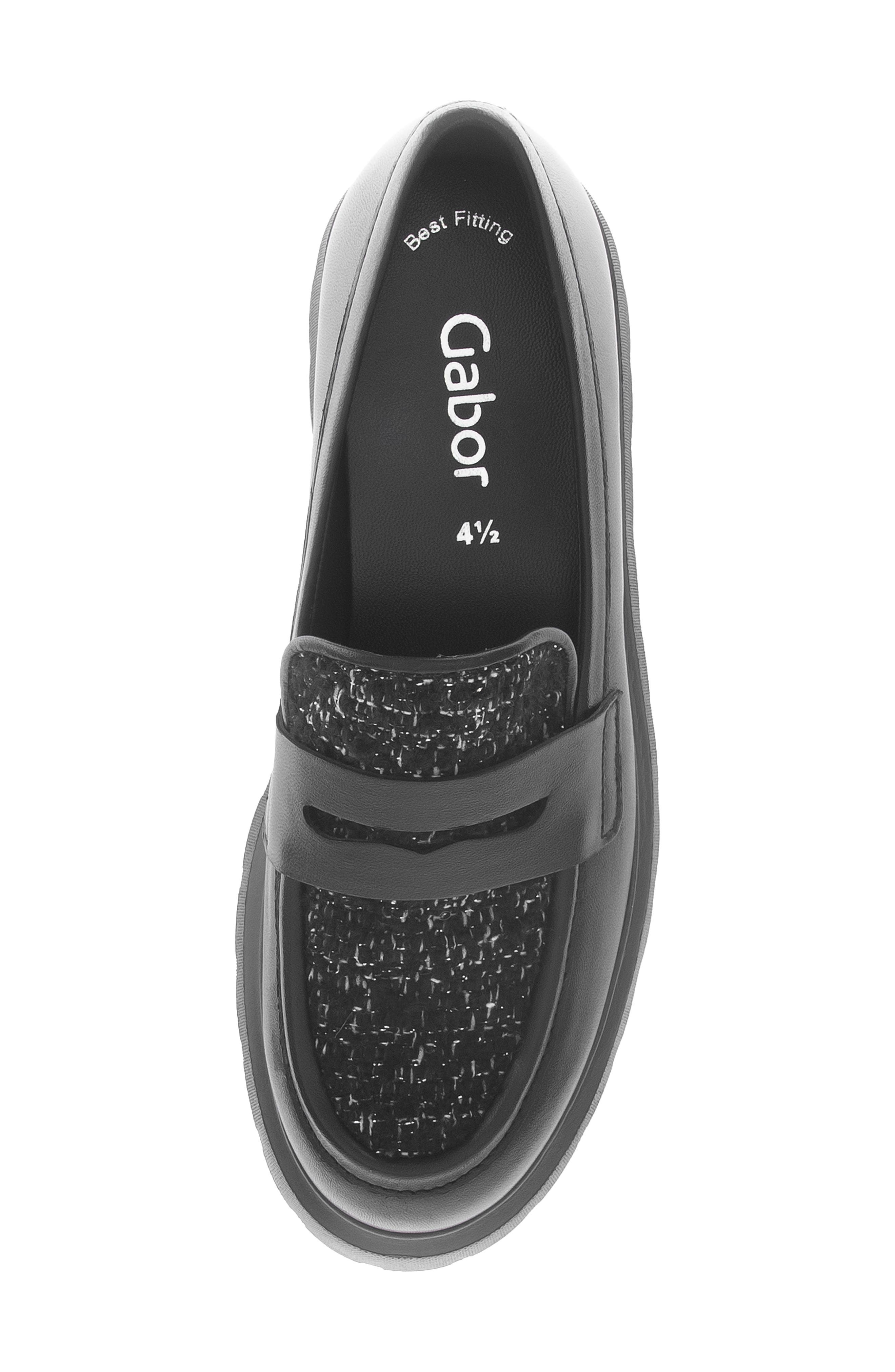 Gabor Mixed Media Leather Loafer, Alternate, color, 