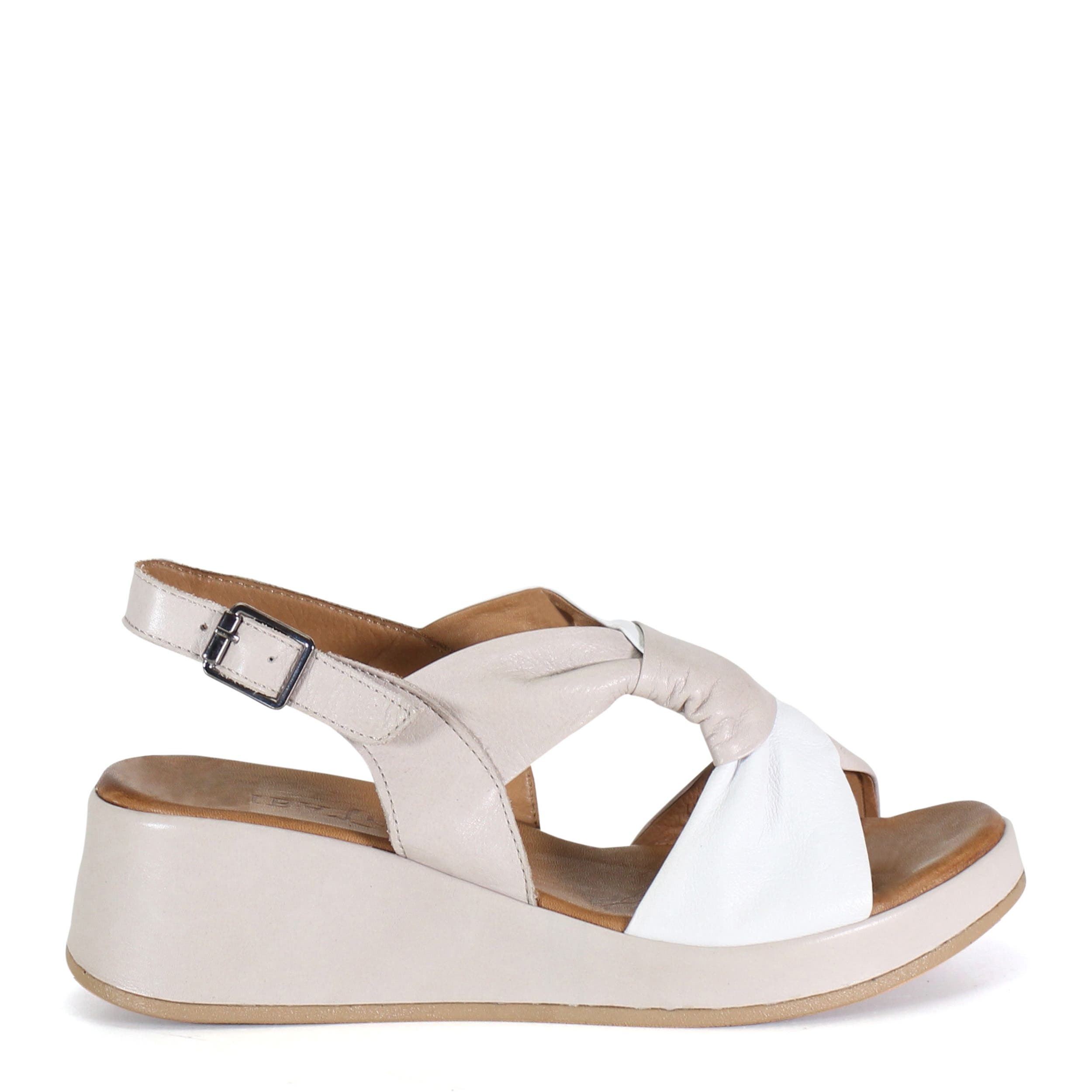 DibaTrue KALA FLOWER Leather Wedge Heel Sandal, Alternate, color, White/Silver