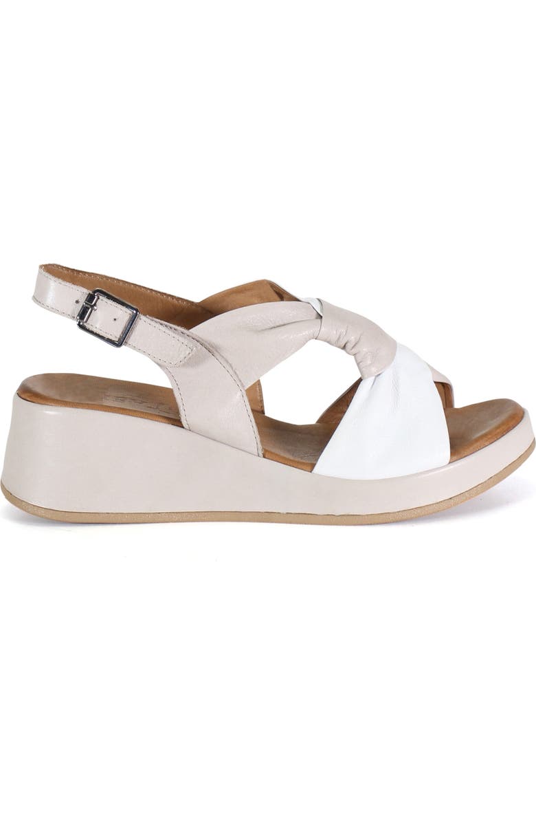 DibaTrue KALA FLOWER Leather Wedge Heel Sandal, Alternate, color, White/Silver