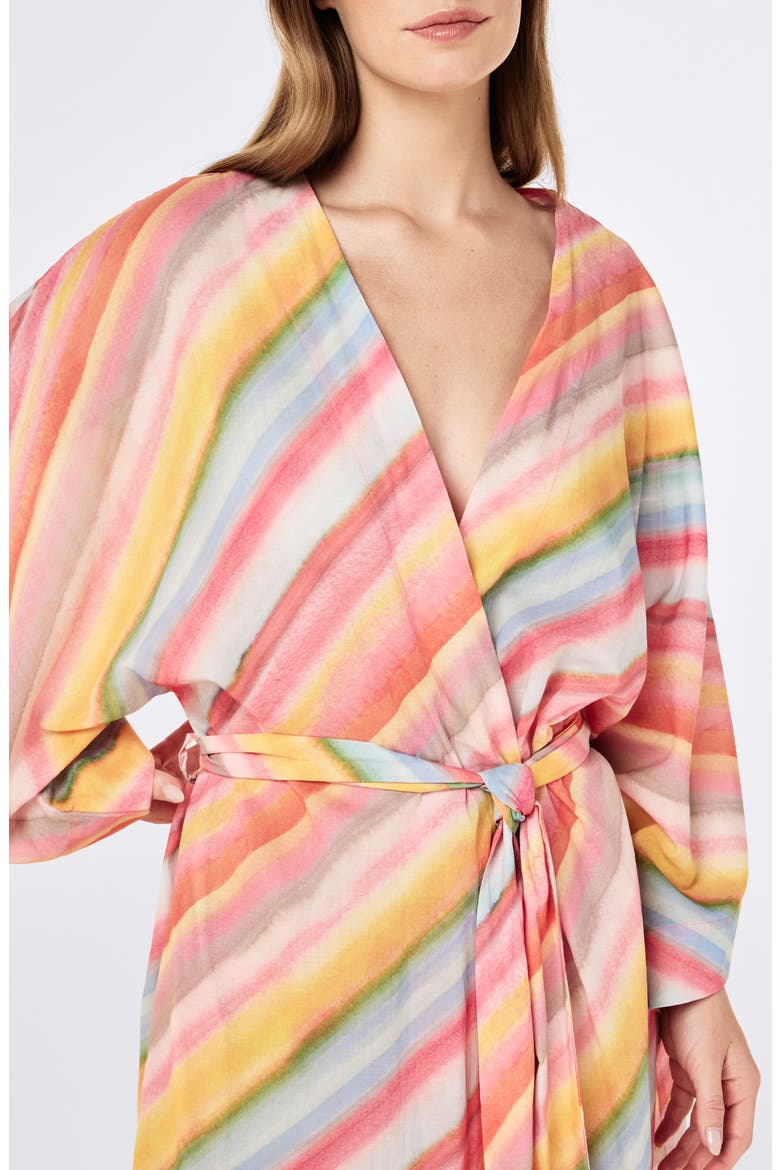 Sophie Stripe Cotton Robe, Alternate, color, SORBET PINK