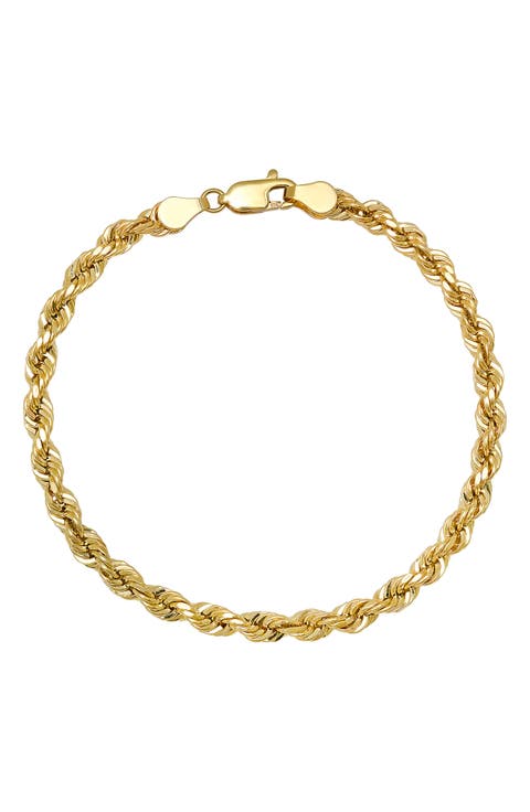 14K Gold Rope Chain Bracelet