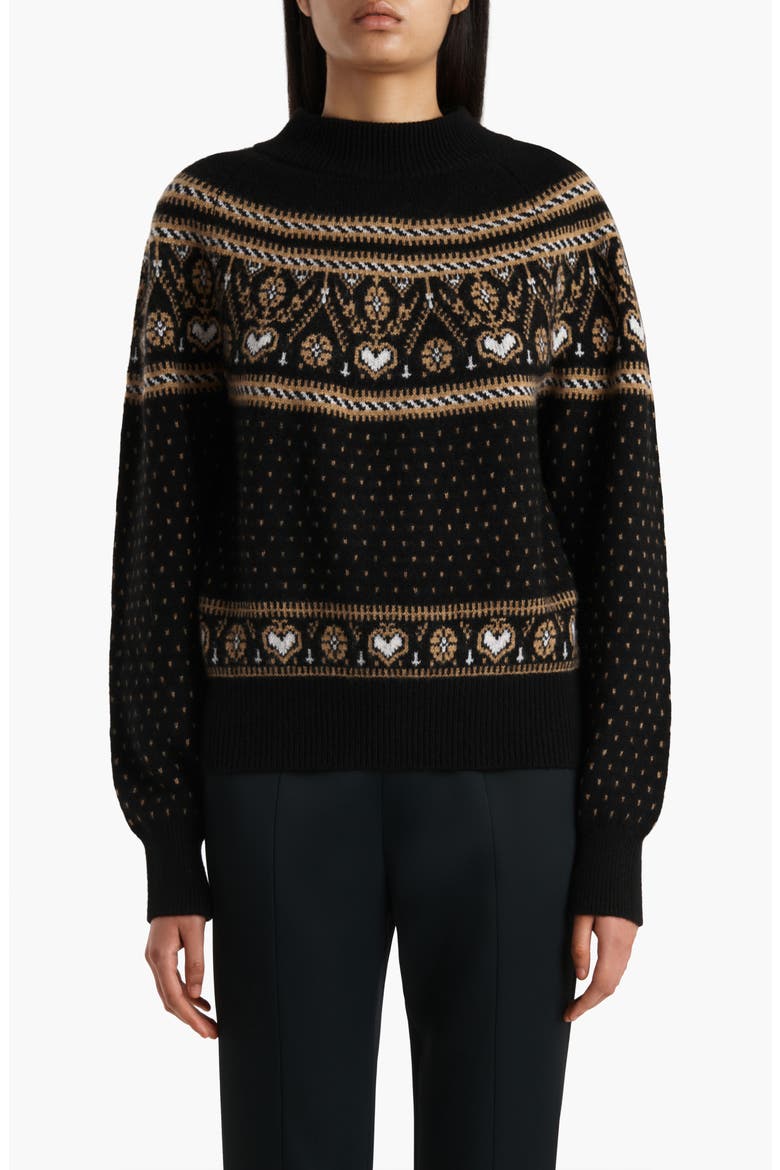 Guy Fair Isle Cashmere Sweater, Main, color, BLACK / CAMEL MULTI