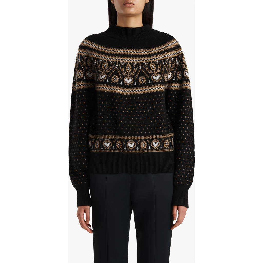Khaite Guy Fair Isle Cashmere Sweater In Black