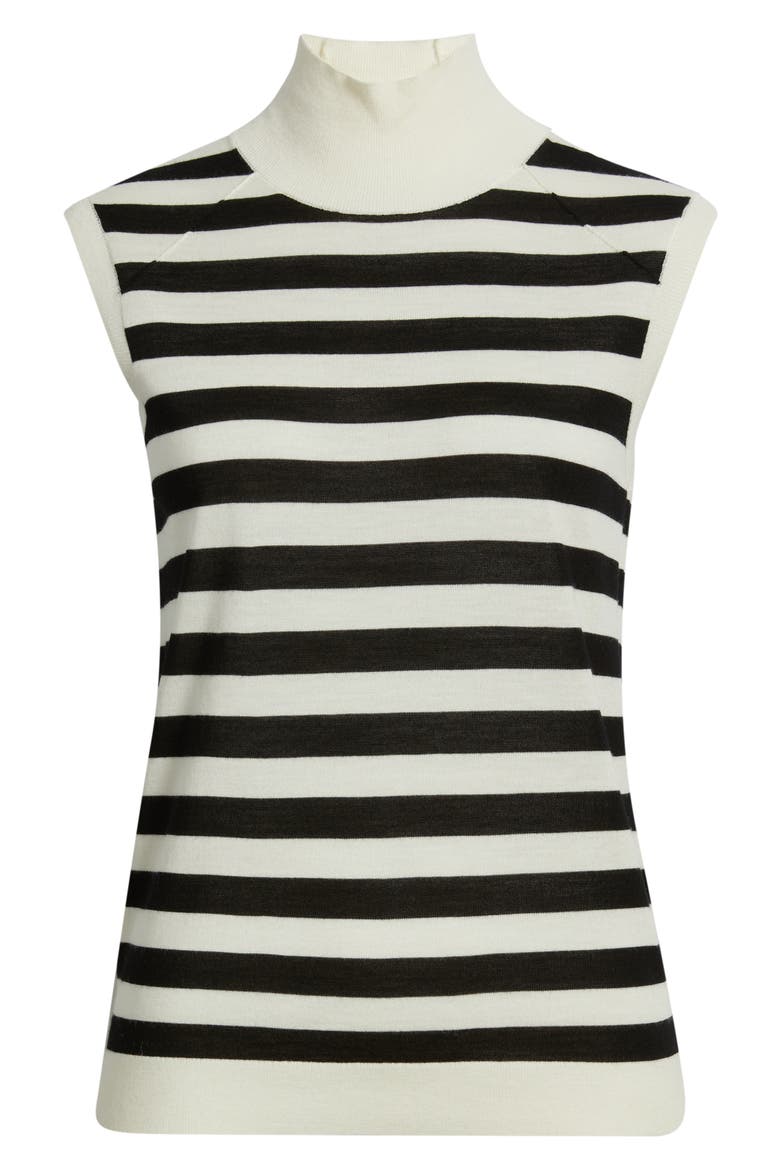 Fipini Mock Neck Wool Sweater Vest, Alternate, color, MONOCHROME STRIPE