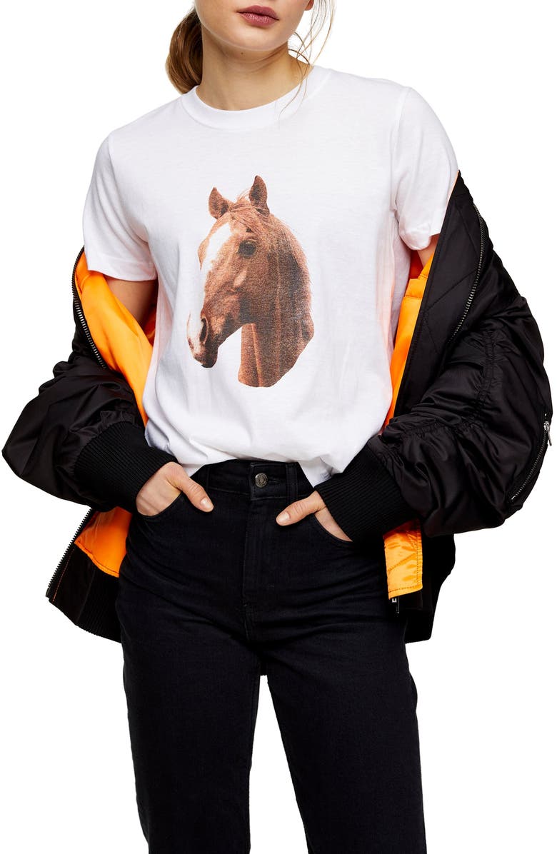 Topshop Horse Graphic Tee, Main, color,