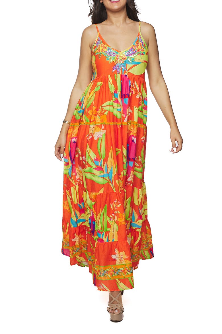 Bead Embellished Maxi Dress, Main, color, ORANGE