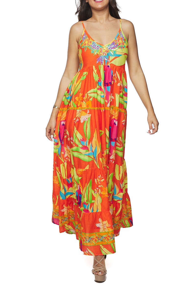 RANEES Bead Embellished Maxi Dress, Main, color, Orange