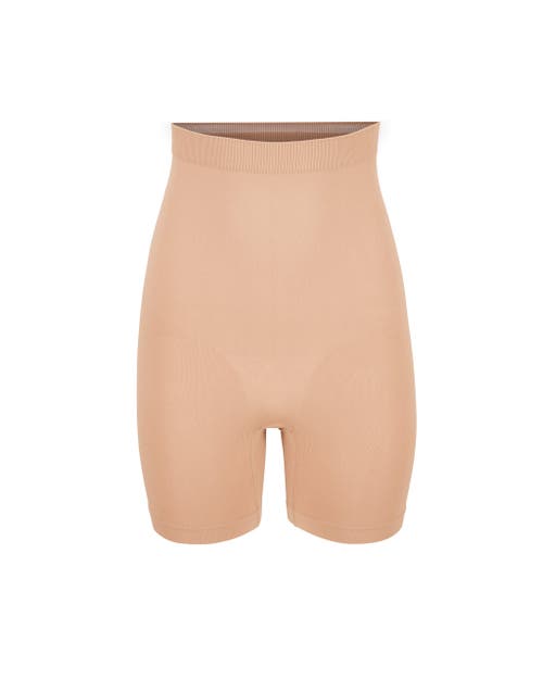 Adore Me Reece High-waisted Smoothing Shorts In Light Beige