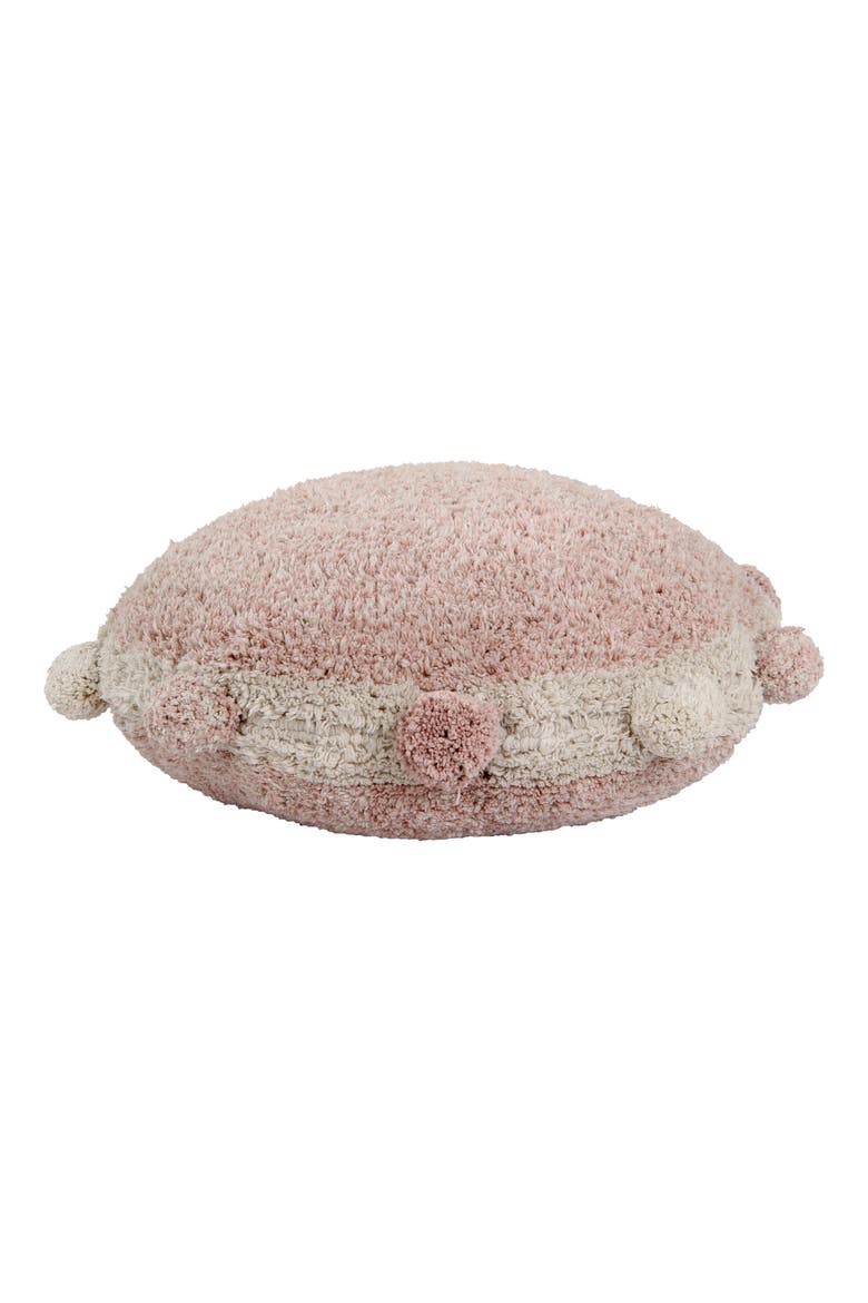 Bubbly Pompom Trim Floor Cushion, Alternate, color, VINTAGE BLUSH
