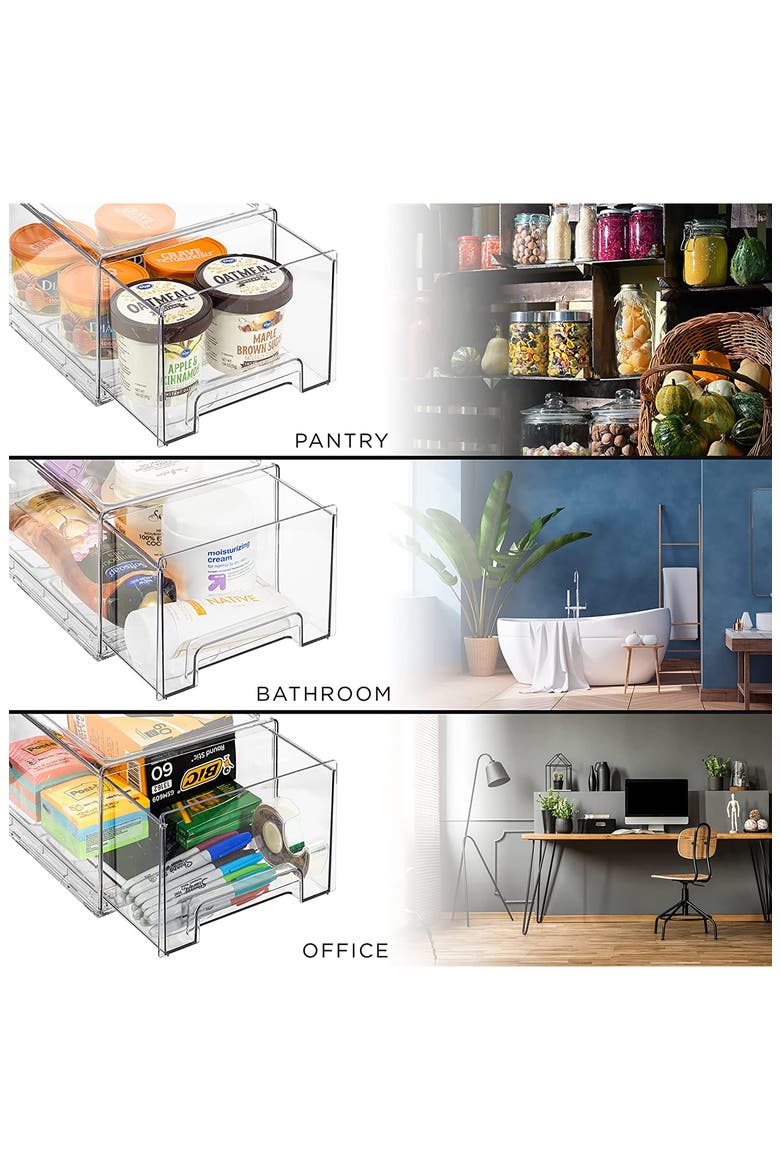 4-Pack Large Stackable Storage Bins, Alternate, color, CLEAR