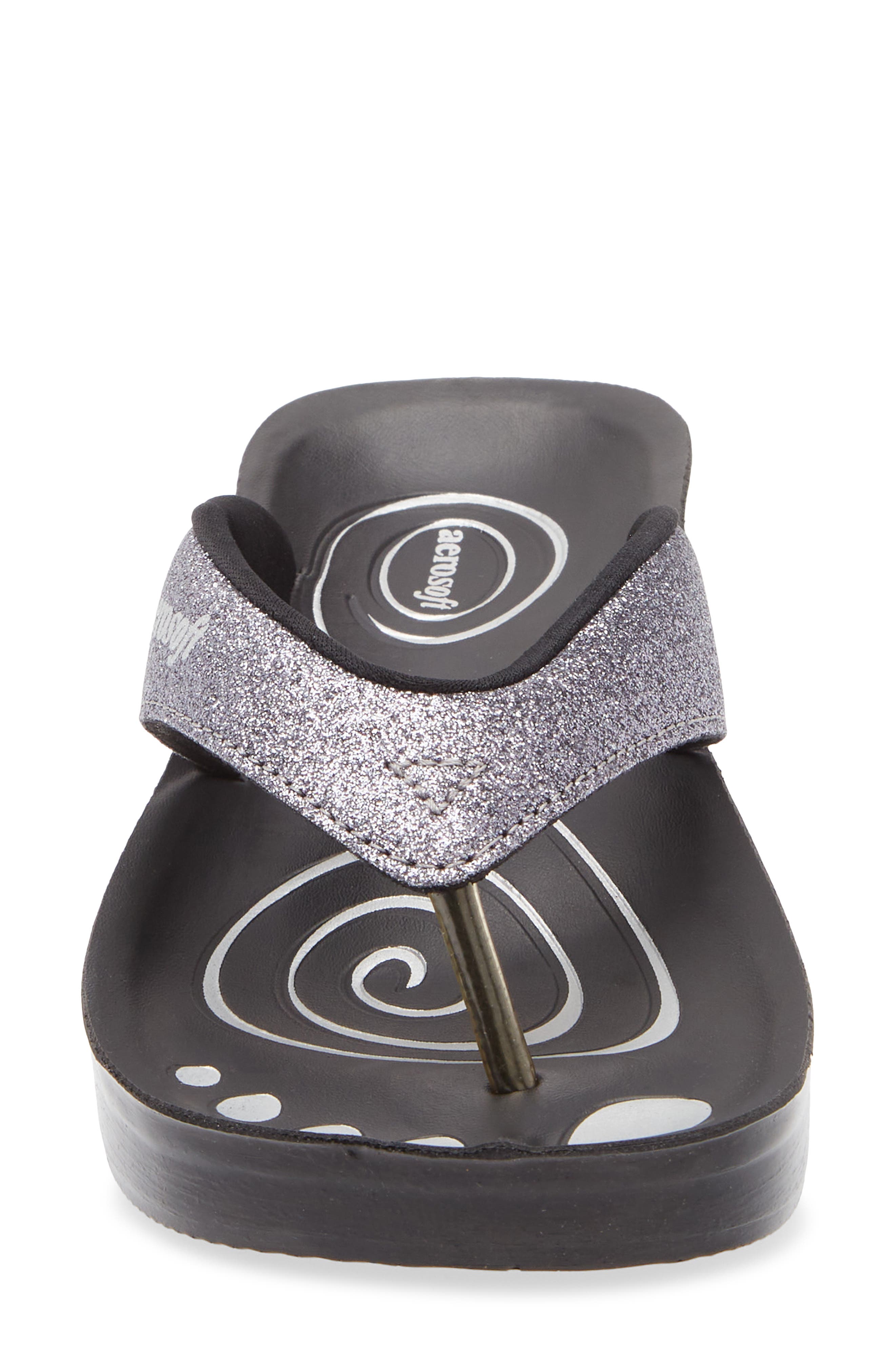 AEROSOFT Glitter Strap Sandal, Alternate, color, Grey