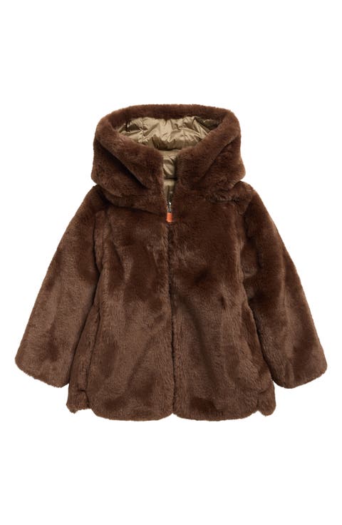 Kids' Flora Faux Fur Hooded Jacket (Toddler, Little Kid & Big Kid)
