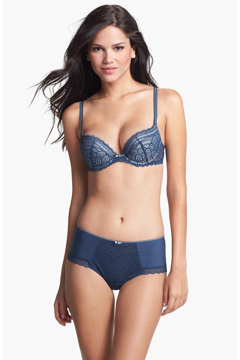 'Merci' Underwire Push-Up Bra, Alternate, color, METALLIC BLUE