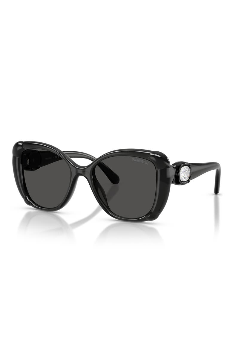 53mm Butterfly Sunglasses, Alternate, color, DARK GREY / DARK GREY