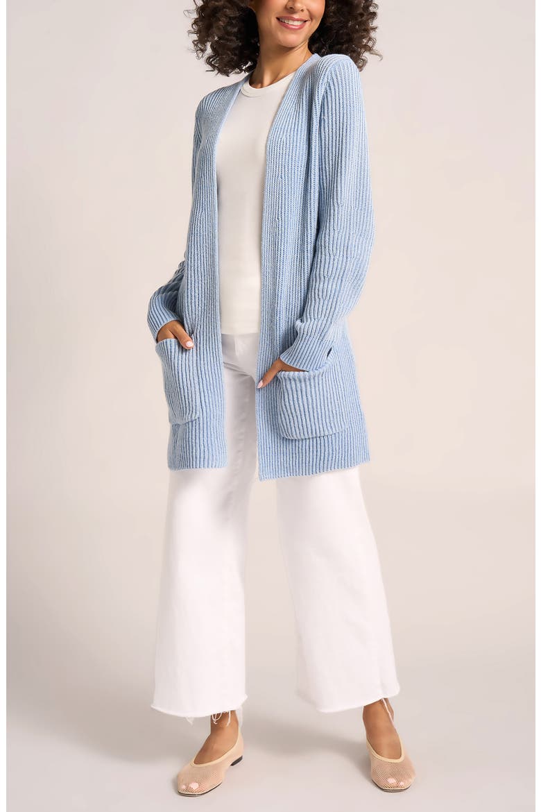 Faye Longline Open Front Cardigan, Alternate, color, DUSTY BLUE