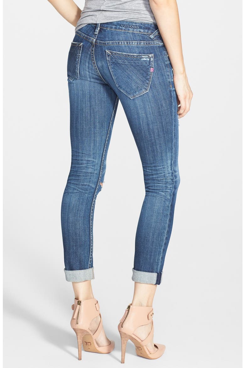 'Thompson Tomboy' Destroyed Crop Skinny Jeans, Alternate, color, MEDIUM WASH