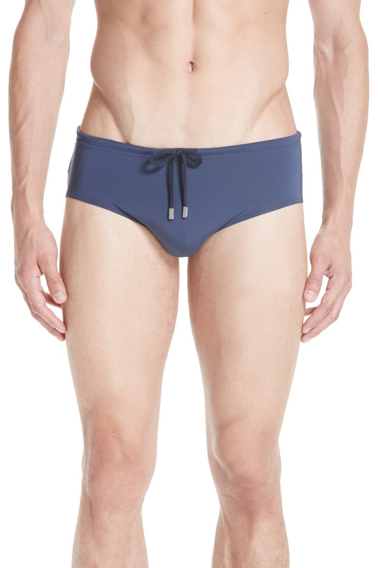 Men's Solid Fitted Swim Brief, Main, color, BLUE