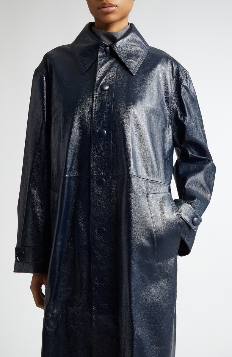 Jil Sander Oversize Deerskin Leather Trench Coat, Alternate, color, 